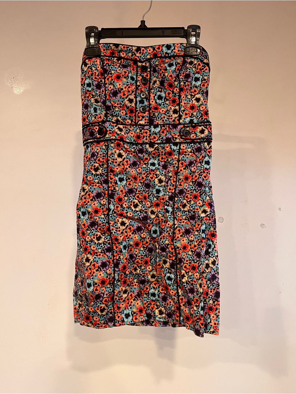 H&M Strapless Floral Midi Dress in Red, Blue, Black
